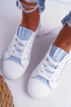 Damskie Trampki Z Siateczką Big Star DD274689 Biało-Niebieskie