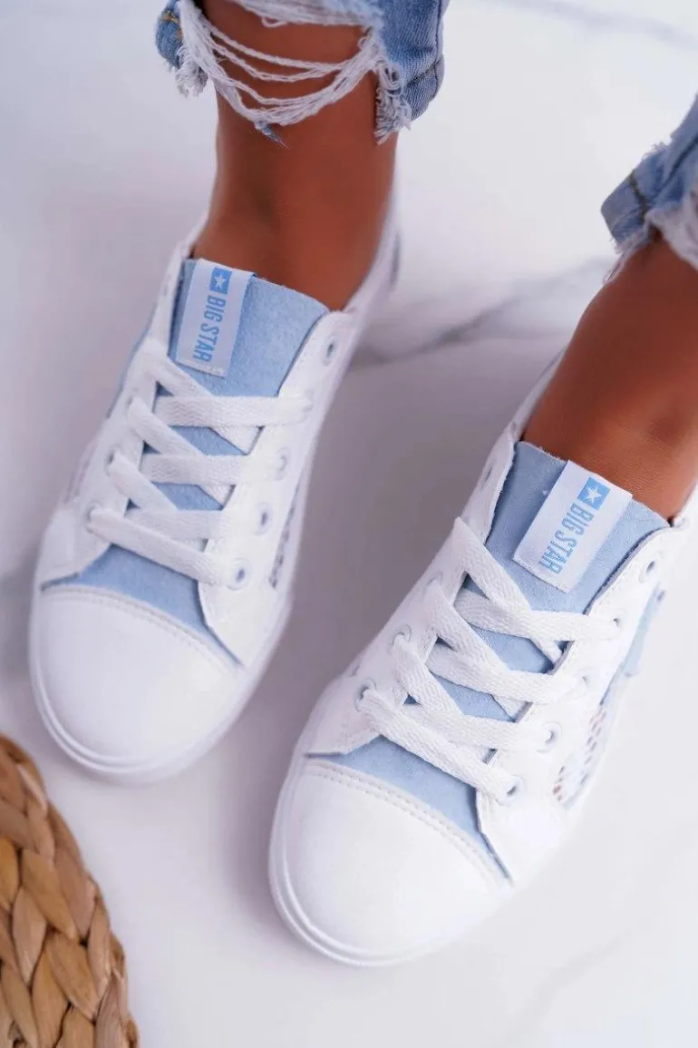 Damskie Trampki Z Siateczką Big Star DD274689 Biało-Niebieskie