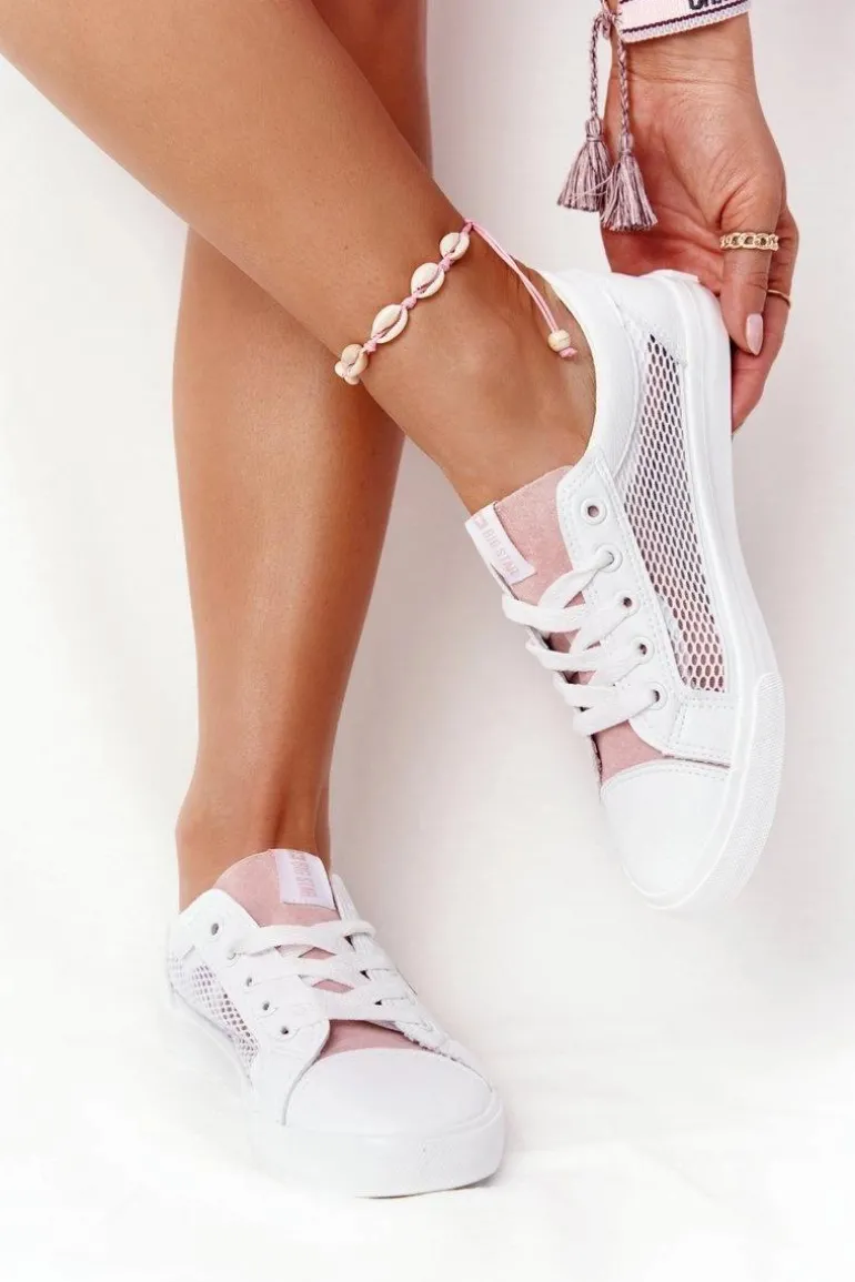 Damskie Trampki Z Siateczką Big Star DD274688 Biało-Różowe