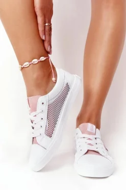 Damskie Trampki Z Siateczką Big Star DD274688 Biało-Różowe