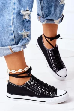 Damskie Trampki Z Suwakiem Czarne Malani