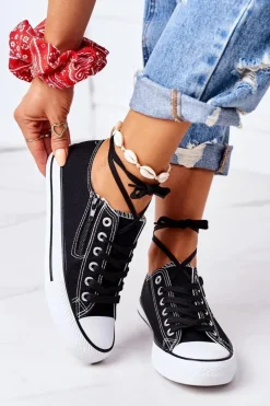 Damskie Trampki Z Suwakiem Czarne Malani