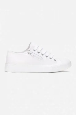 Damskie Trampki Z Suwakiem Białe Malani