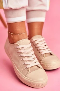 Damskie Trampki Zamszowe Beżowe El Paso