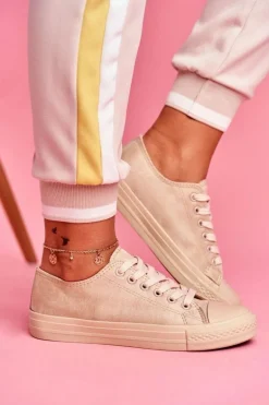 Damskie Trampki Zamszowe Beżowe El Paso