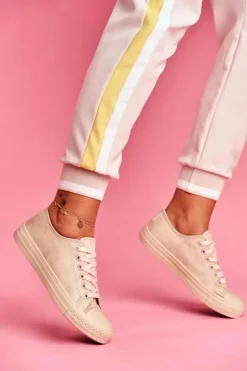 Damskie Trampki Zamszowe Beżowe El Paso