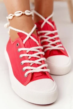 Damskie Trampki Ze Sznurkiem BIG STAR FF274185 Czerwone