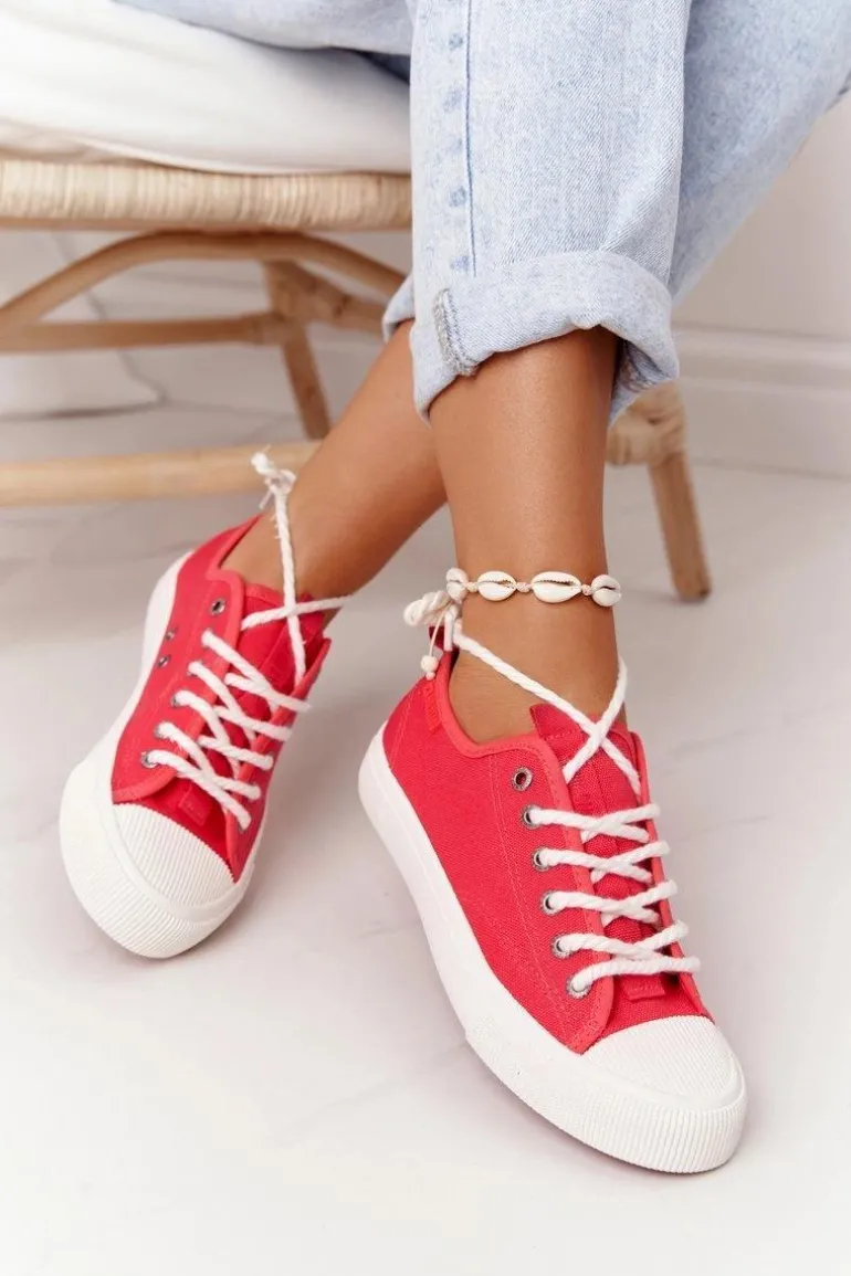 Damskie Trampki Ze Sznurkiem BIG STAR FF274185 Czerwone