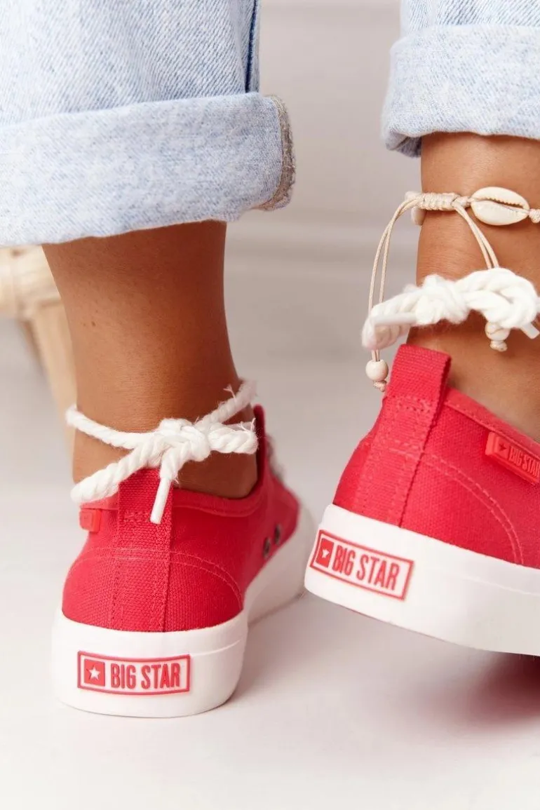 Damskie Trampki Ze Sznurkiem BIG STAR FF274185 Czerwone