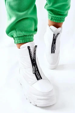 Damskie Trapery Botki Białe Echowen