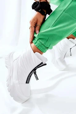 Damskie Trapery Botki Białe Echowen