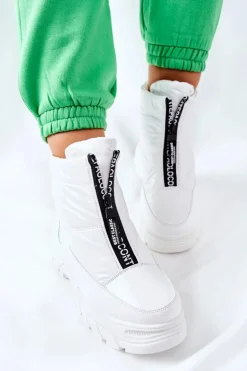 Damskie Trapery Botki Białe Echowen