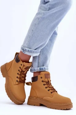 Damskie Trapery Botki Ocieplane Brązowe Corbin