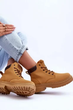 Damskie Trapery Botki Ocieplane Brązowe Corbin