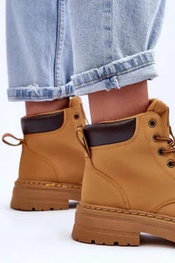 Damskie Trapery Botki Ocieplane Brązowe Corbin