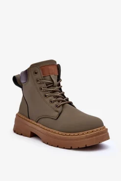 Damskie Trapery Botki Ocieplane Zielone Corbin