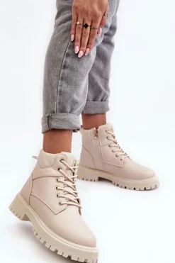 Damskie Trapery Na Suwak Ocieplane Beżowe Gremiva