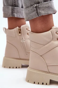 Damskie Trapery Na Suwak Ocieplane Beżowe Gremiva