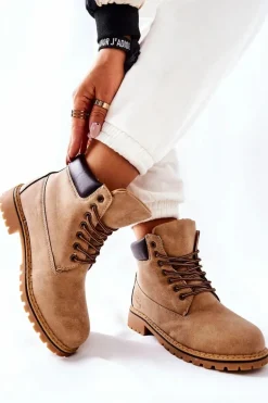 Damskie Trapery Ocieplane Beżowe Crush