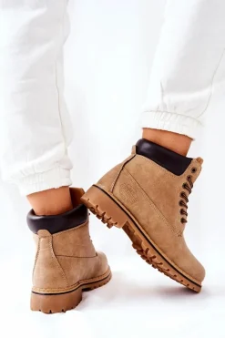 Damskie Trapery Ocieplane Beżowe Crush