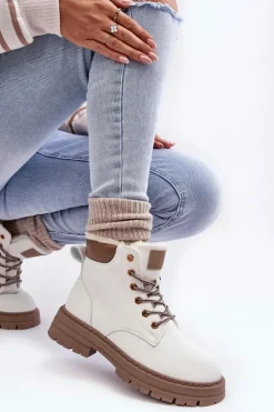 Damskie Trapery Ocieplane Futerkiem Białe Fenan