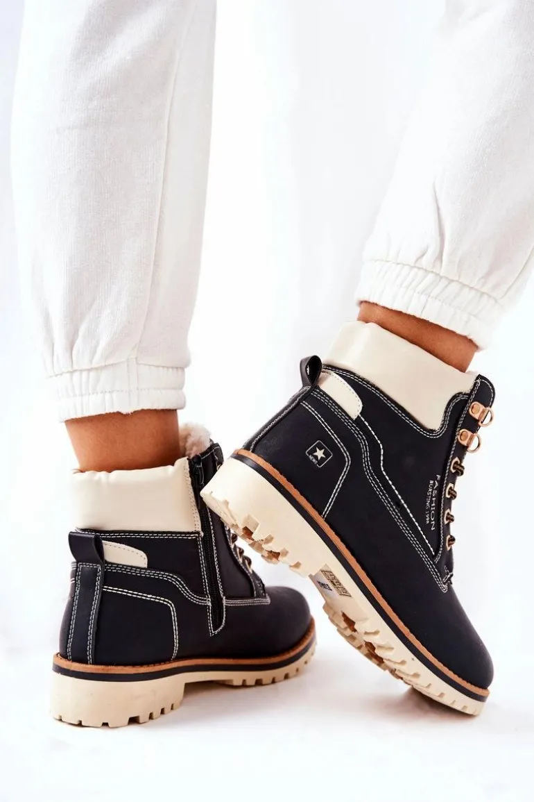 Damskie Trapery Timberki Z Ociepleniem Czarne Tiempo