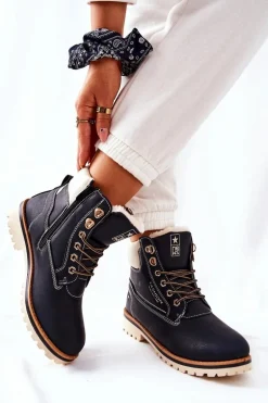 Damskie Trapery Timberki Z Ociepleniem Czarne Tiempo