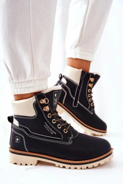 Damskie Trapery Timberki Z Ociepleniem Czarne Tiempo