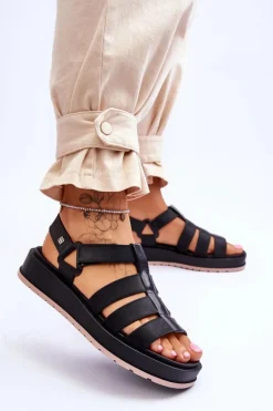 Damskie Wegańskie Sandały Na Rzepy ZAXY JJ285017 Czarne