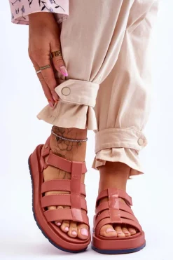 Damskie Wegańskie Sandały Na Rzepy ZAXY JJ285016 Brudny Róż