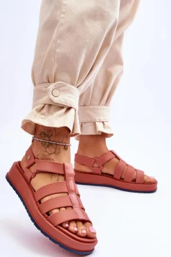 Damskie Wegańskie Sandały Na Rzepy ZAXY JJ285016 Brudny Róż