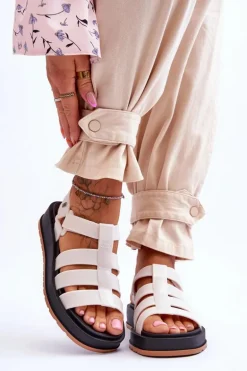 Damskie Wegańskie Sandały Na Rzepy ZAXY JJ285015 Jasnobeżowe