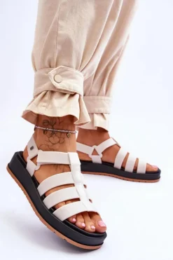 Damskie Wegańskie Sandały Na Rzepy ZAXY JJ285015 Jasnobeżowe