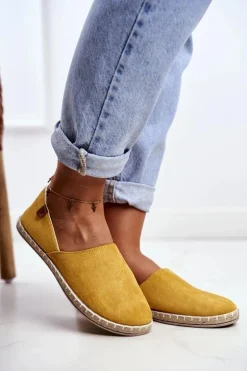 Damskie Welurowe Espadryle Żółte Vulcano