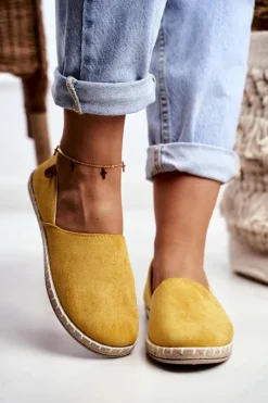 Damskie Welurowe Espadryle Żółte Vulcano