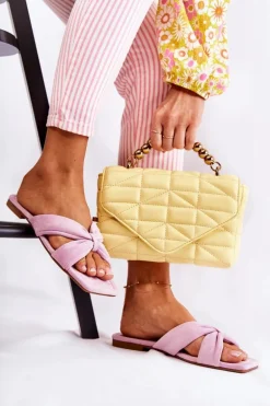 Damskie Welurowe Klapki Jasnofioletowe Vanilla Sky