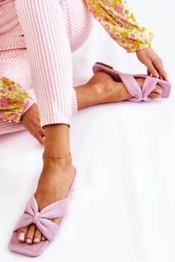 Damskie Welurowe Klapki Jasnofioletowe Vanilla Sky