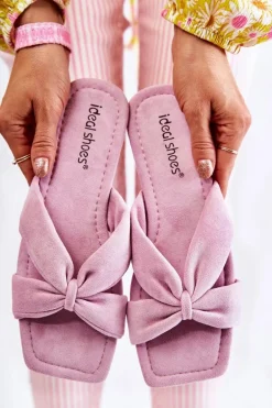 Damskie Welurowe Klapki Jasnofioletowe Vanilla Sky