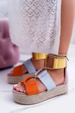 Damskie Wielokolorowe Sandały Na Platformie Espadryle Manado