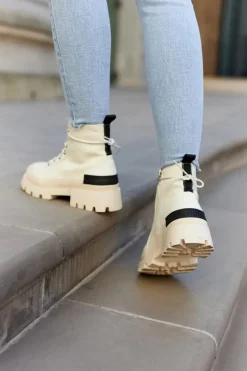 Damskie Wiosenne Botki Trapery Jasnobeżowe Larina