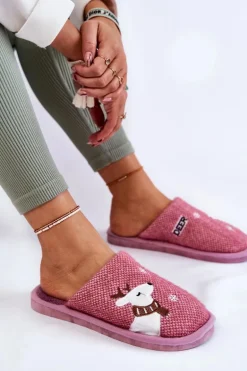 Damskie Świąteczne Papcie Z Reniferem Fioletowe Millio