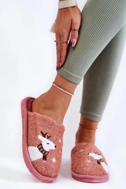 Damskie Świąteczne Papcie Z Reniferem Różowe Millio