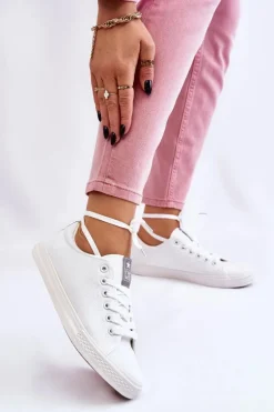 Damskie Wiązane Klasyczne Trampki Białe Eleya