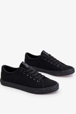 Damskie Wiązane Klasyczne Trampki Czarne Eleya