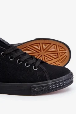 Damskie Wiązane Klasyczne Trampki Czarne Eleya