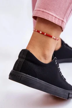 Damskie Wiązane Klasyczne Trampki Czarne Eleya