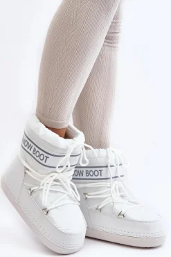 Damskie Wiązane Śniegowce Białe Soia