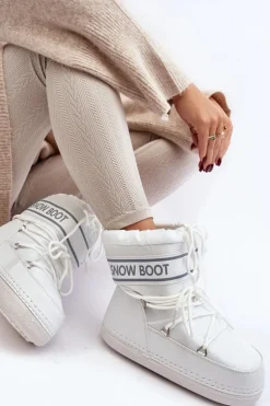 Damskie Wiązane Śniegowce Białe Soia