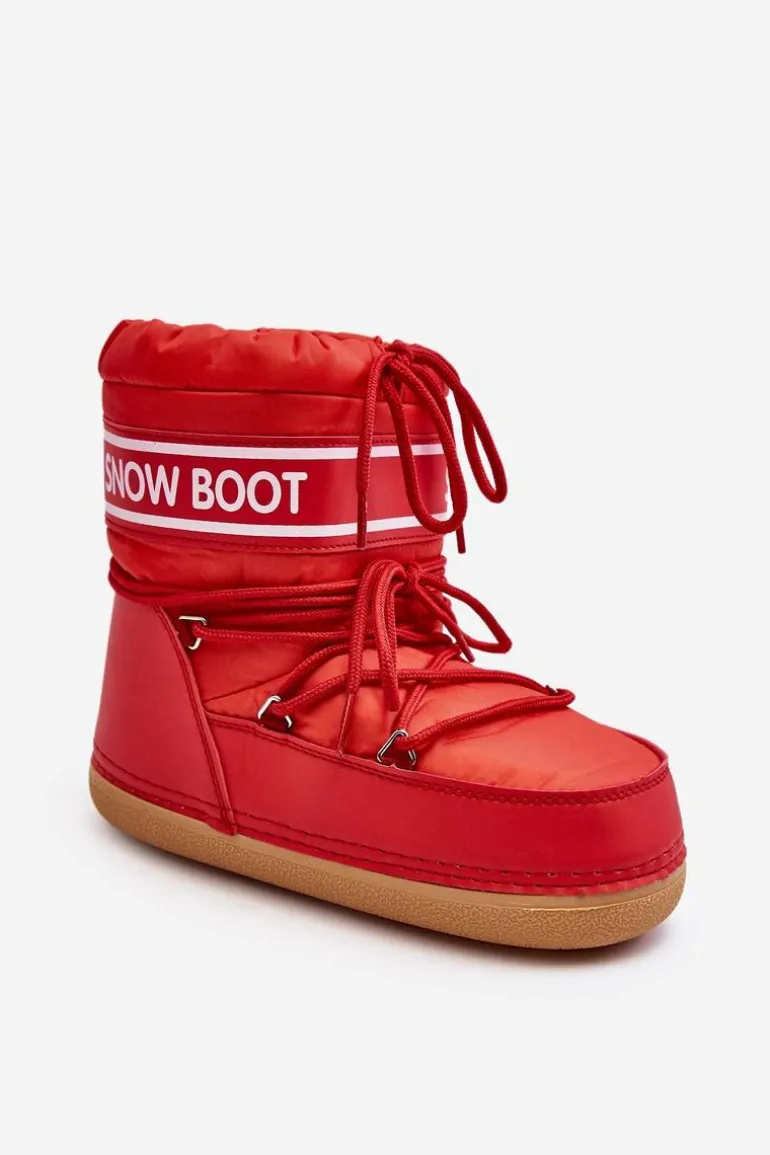 Damskie Wiązane Śniegowce Czerwone Soia