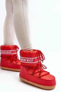 Damskie Wiązane Śniegowce Czerwone Soia
